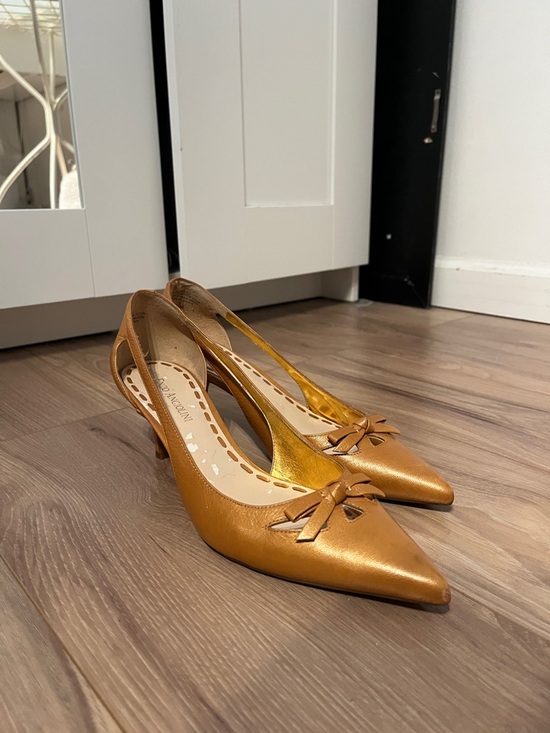 Enzo Angiolini Shoes - Enzo Angiolini Metallic Camel Pointed Slingback Heels